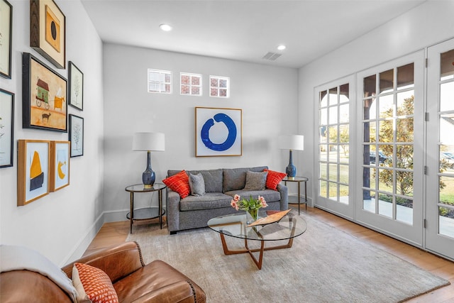 living room featuring light hardwood / wood-style floors