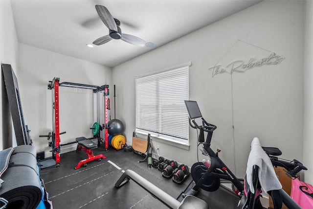 353 Willow Moon Ranch Rd, Crawford, TX 76638 - workout room featuring ceiling fan