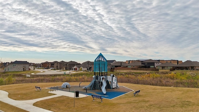 view of playground featuring a yard