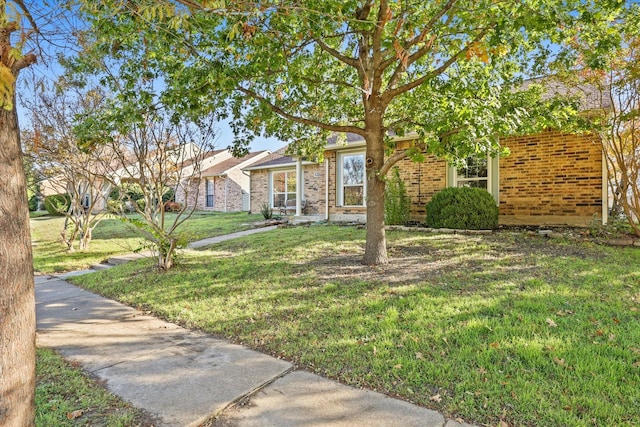 view of front of home featuring a front lawn