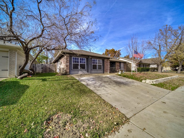 single story home with a front yard