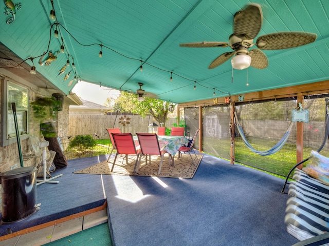 view of patio with ceiling fan