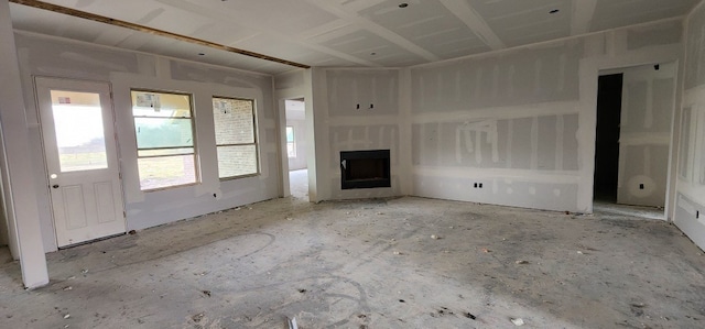 unfurnished living room with a fireplace