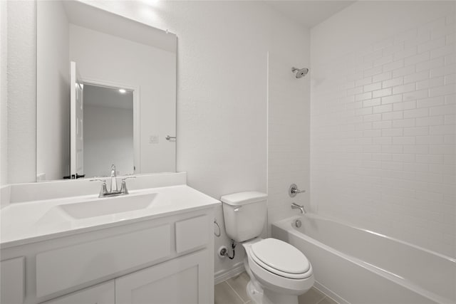 full bathroom with vanity, toilet, and tiled shower / bath combo