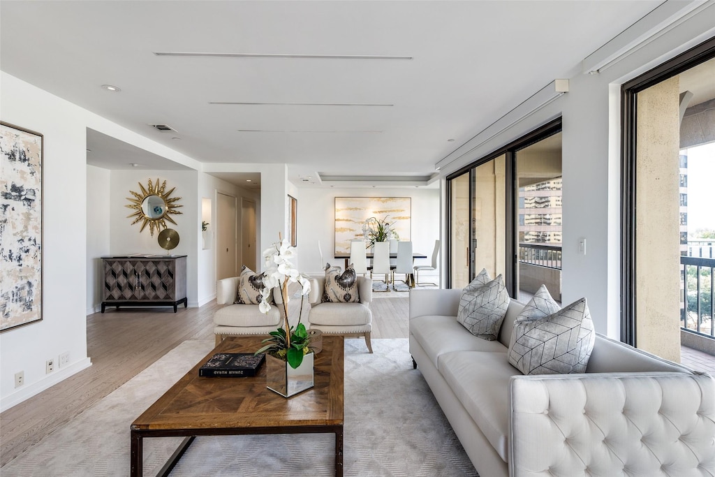 living room featuring light hardwood / wood-style floors