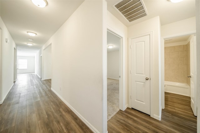 hall featuring dark hardwood / wood-style floors