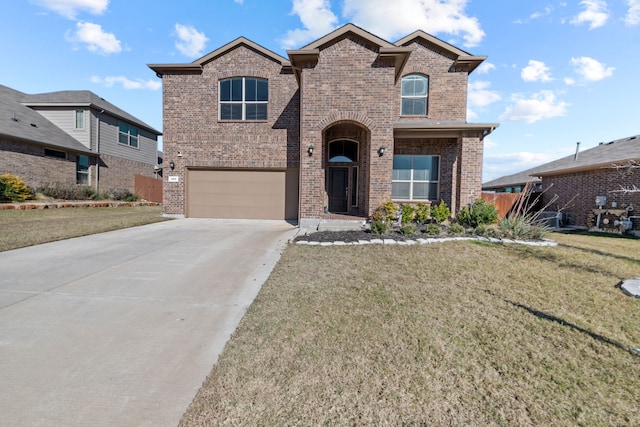 front of property with a garage and a front yard