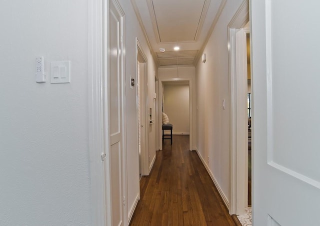 hallway featuring dark hardwood / wood-style floors