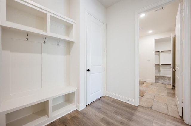 mudroom featuring light hardwood / wood-style flooring