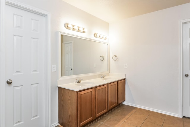 bathroom with tile patterned floors and vanity