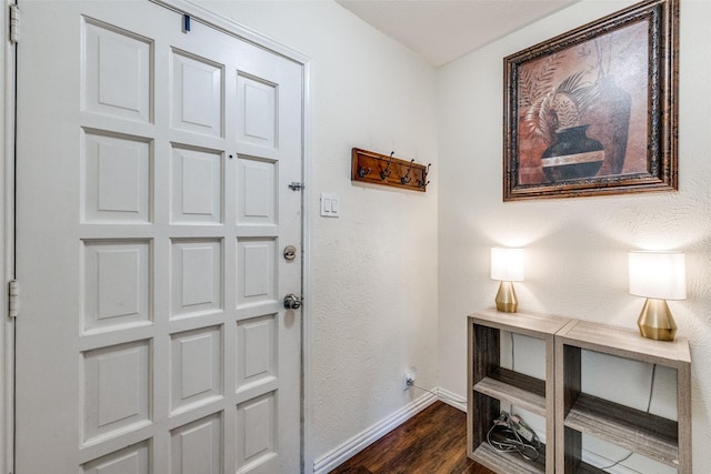 entryway with dark wood-type flooring