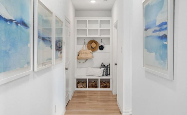 mudroom with light wood-type flooring