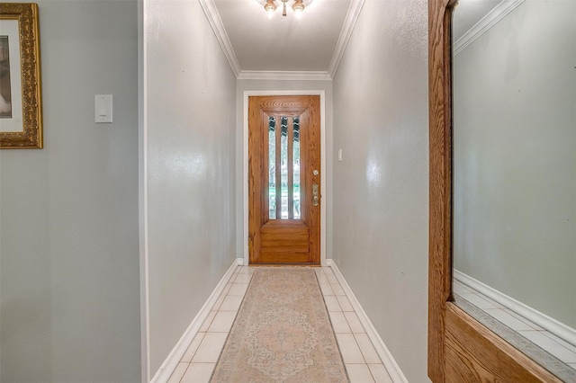 512 N Parkridge Dr, Mansfield, TX 76063 - doorway to outside featuring crown molding and light tile patterned flooring