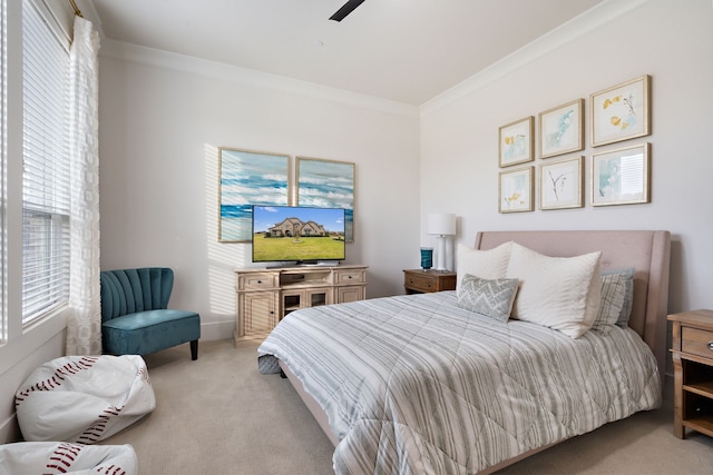4509 Montalcino Blvd, Flower Mound, TX 75022 - bedroom featuring light carpet and ornamental molding