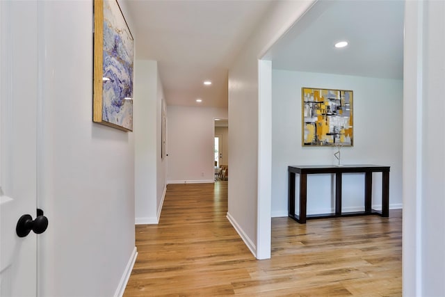 hall featuring light hardwood / wood-style floors