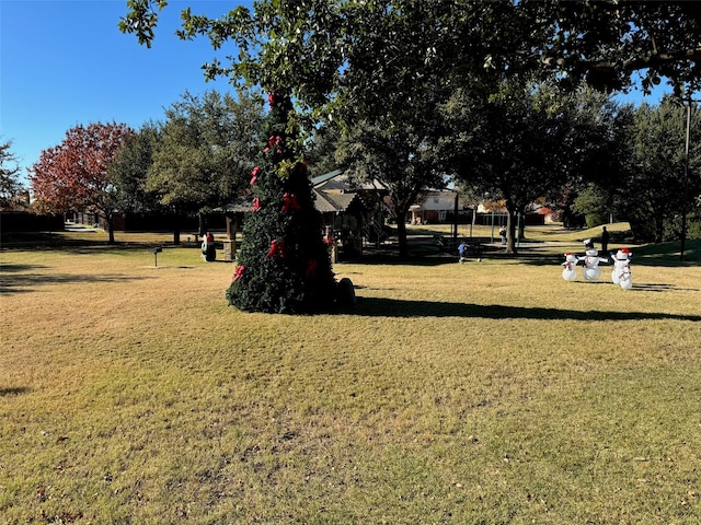 view of property's community featuring a lawn