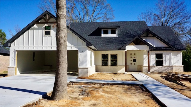 modern farmhouse with a carport