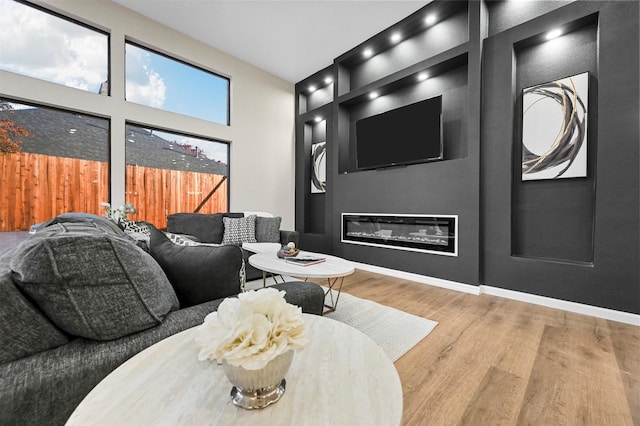 living room with hardwood / wood-style floors