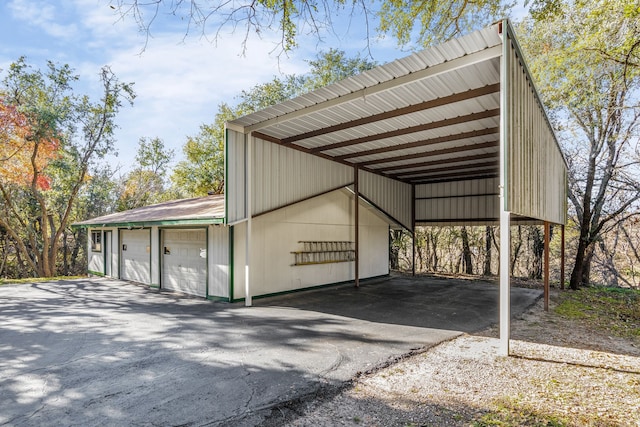 exterior space featuring a garage