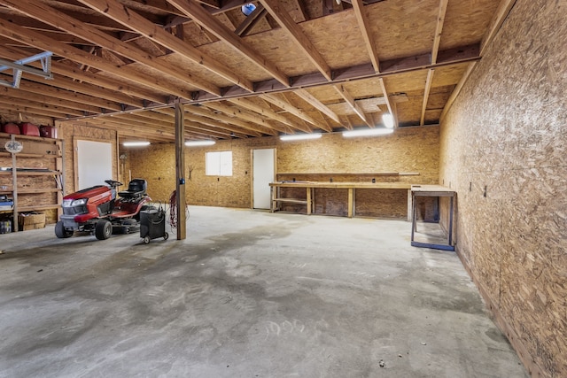 basement featuring a workshop area