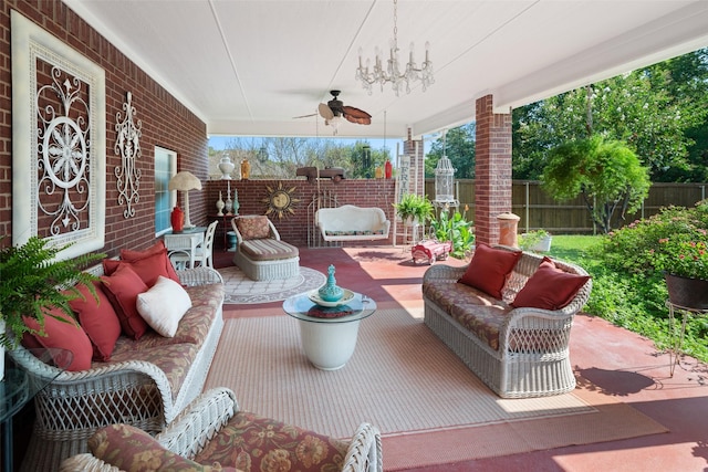 view of patio / terrace featuring outdoor lounge area and ceiling fan