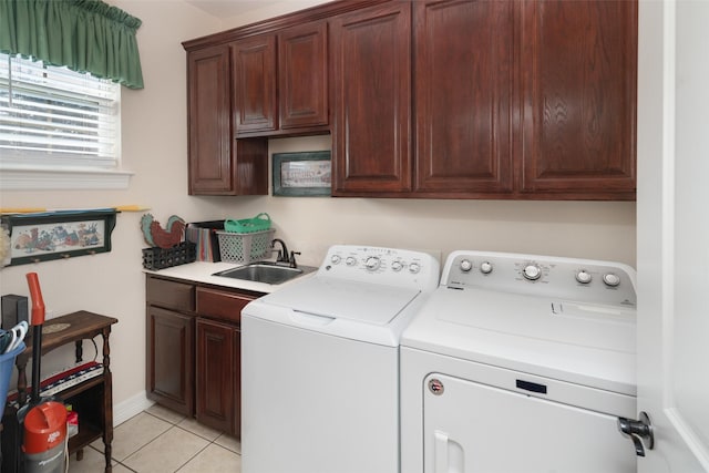 510 N Mcclendon St, Leonard, TX 75452 - laundry room with cabinet space, separate washer and dryer, and light tile patterned floors