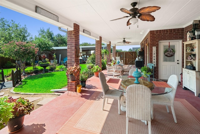 view of patio / terrace with ceiling fan