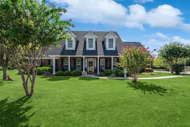 cape cod home with a front lawn