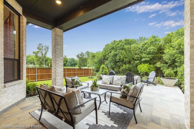 view of patio with an outdoor hangout area