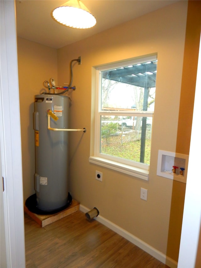 utility room with electric water heater