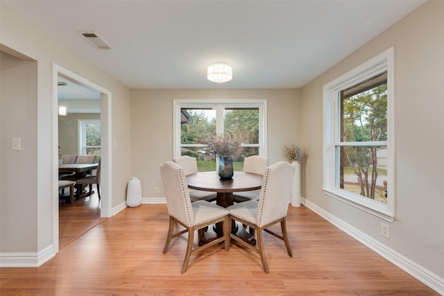 dining room with light hardwood / wood-style flooring