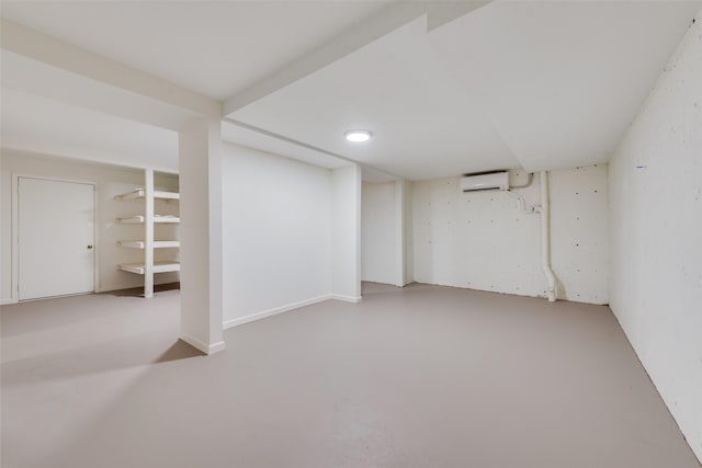 basement with an AC wall unit