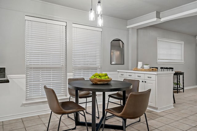 dining area featuring light tile patterned floors