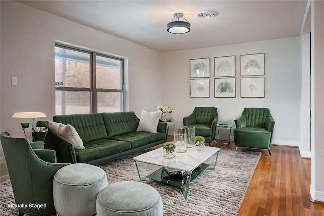 living room featuring hardwood / wood-style flooring