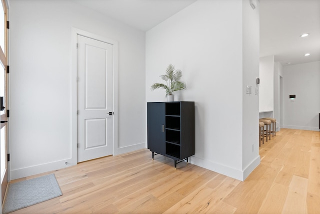 corridor featuring light wood-type flooring