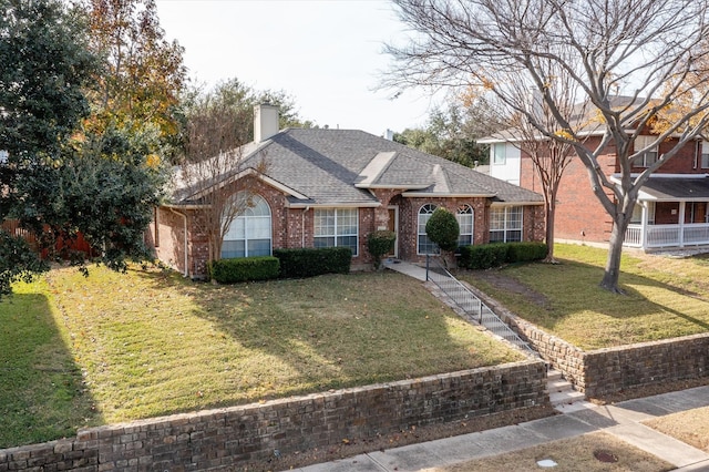 view of front of home featuring a front lawn