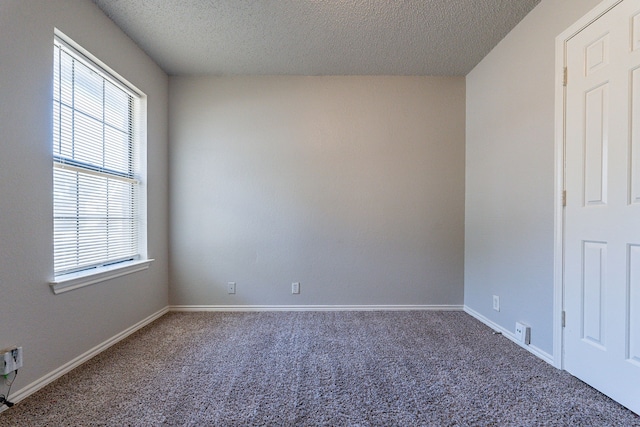 spare room with carpet and a textured ceiling