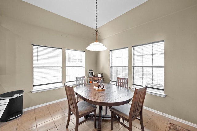 tiled dining space with plenty of natural light