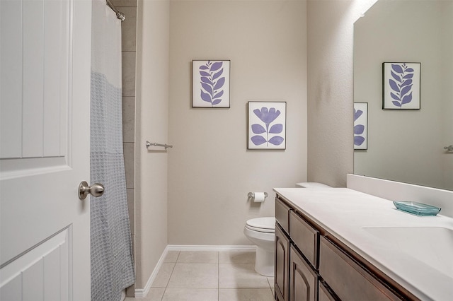 bathroom with tile patterned floors, vanity, and toilet