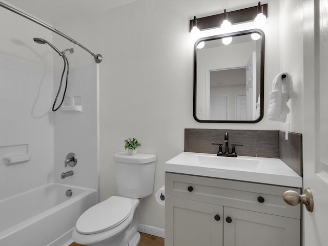 full bathroom featuring vanity, toilet, and shower / tub combination