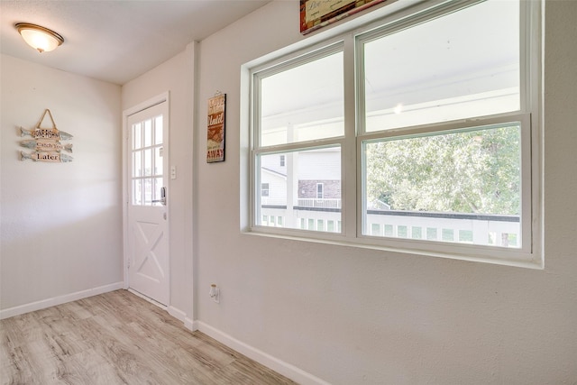 doorway to outside featuring light hardwood / wood-style floors