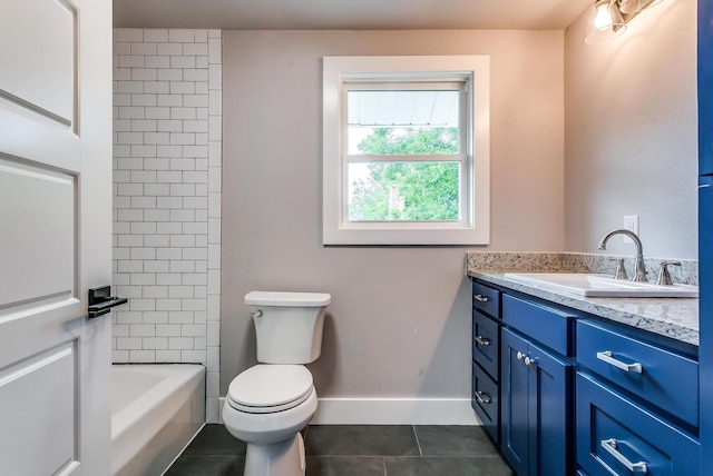 bathroom featuring tile patterned floors, vanity, and toilet