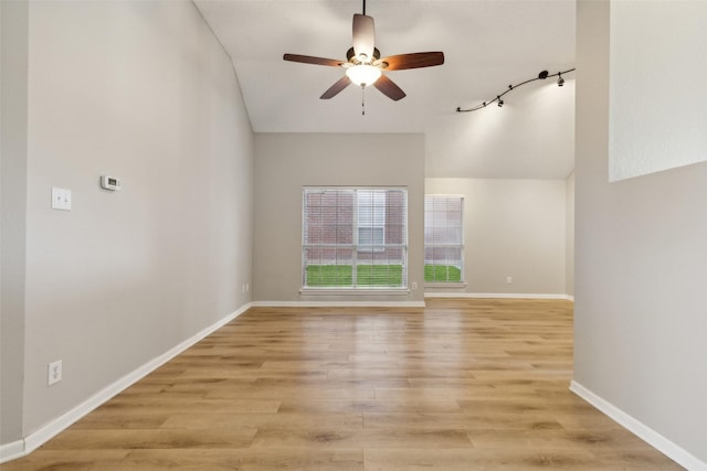 unfurnished living room featuring light hardwood / wood-style floors and ceiling fan