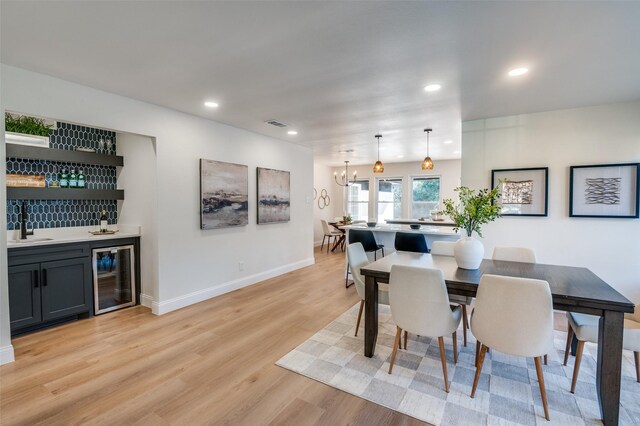 dining area with light hardwood / wood-style flooring