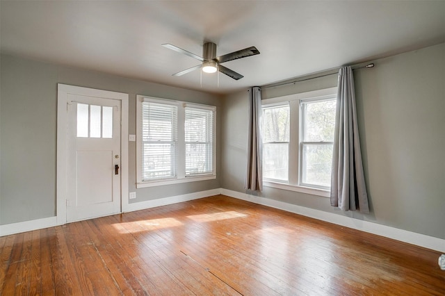 foyer featuring light hardwood / wood-style flooring and ceiling fan