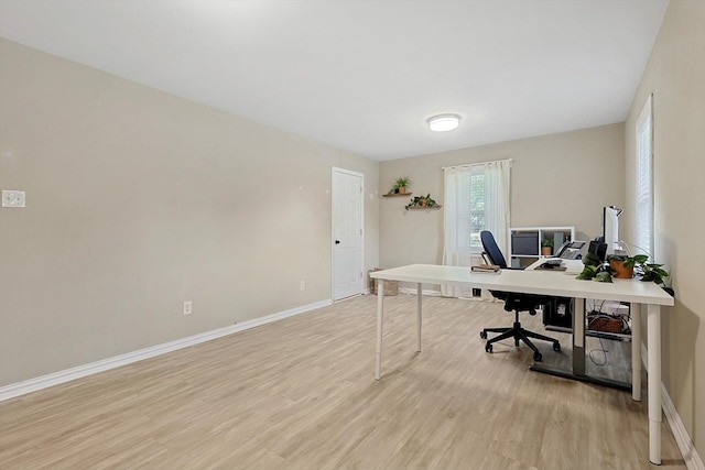 office featuring light wood-type flooring