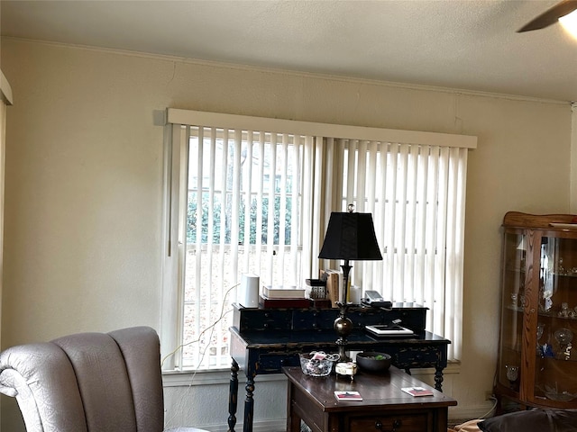 sitting room with ceiling fan