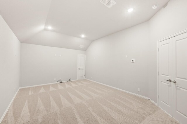 recreation room featuring lofted ceiling, light carpet, ceiling fan, and billiards