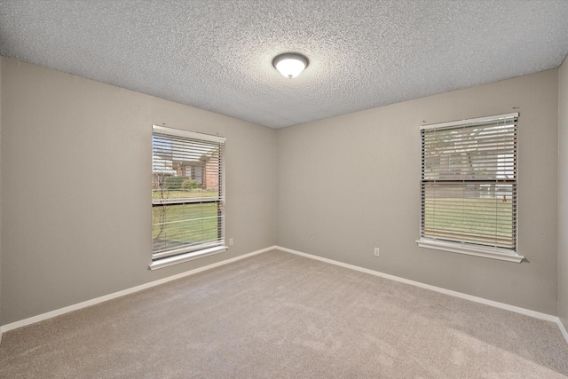 unfurnished room featuring carpet floors and a textured ceiling