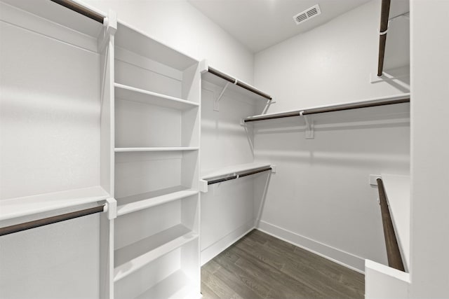 spacious closet featuring dark wood-type flooring